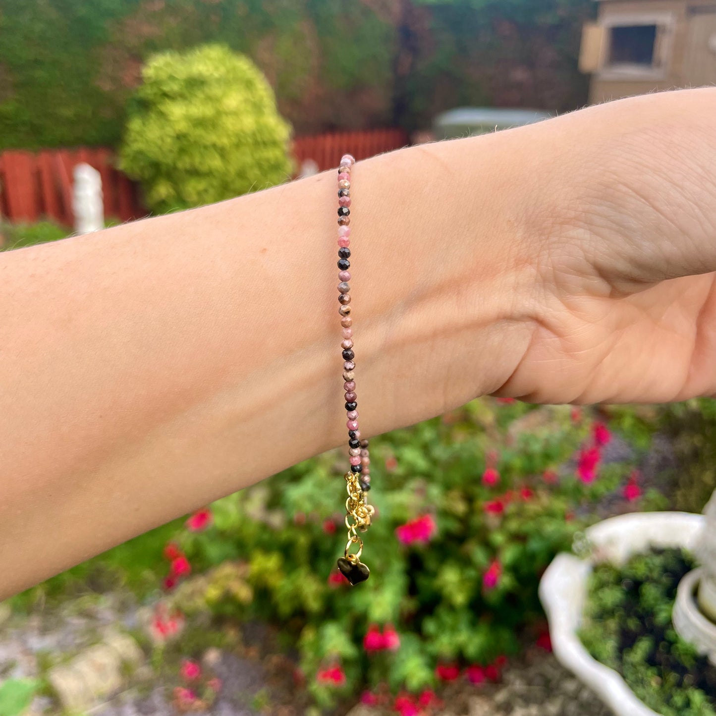 Rhodonite Minimalist Bracelet 🩷🖤