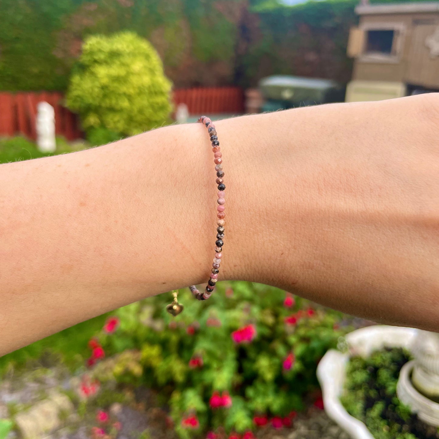 Rhodonite Minimalist Bracelet 🩷🖤