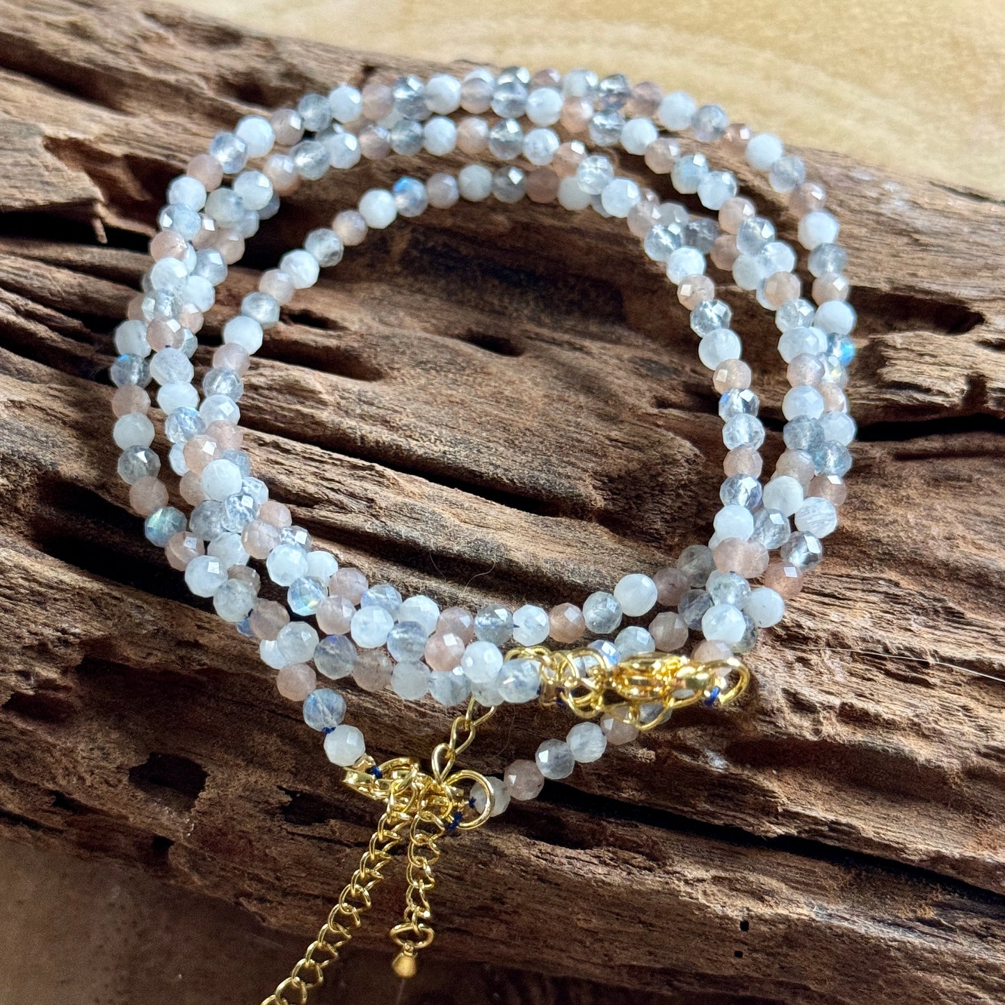 Labradorite, Moonstone & Sunstone Choker Necklace