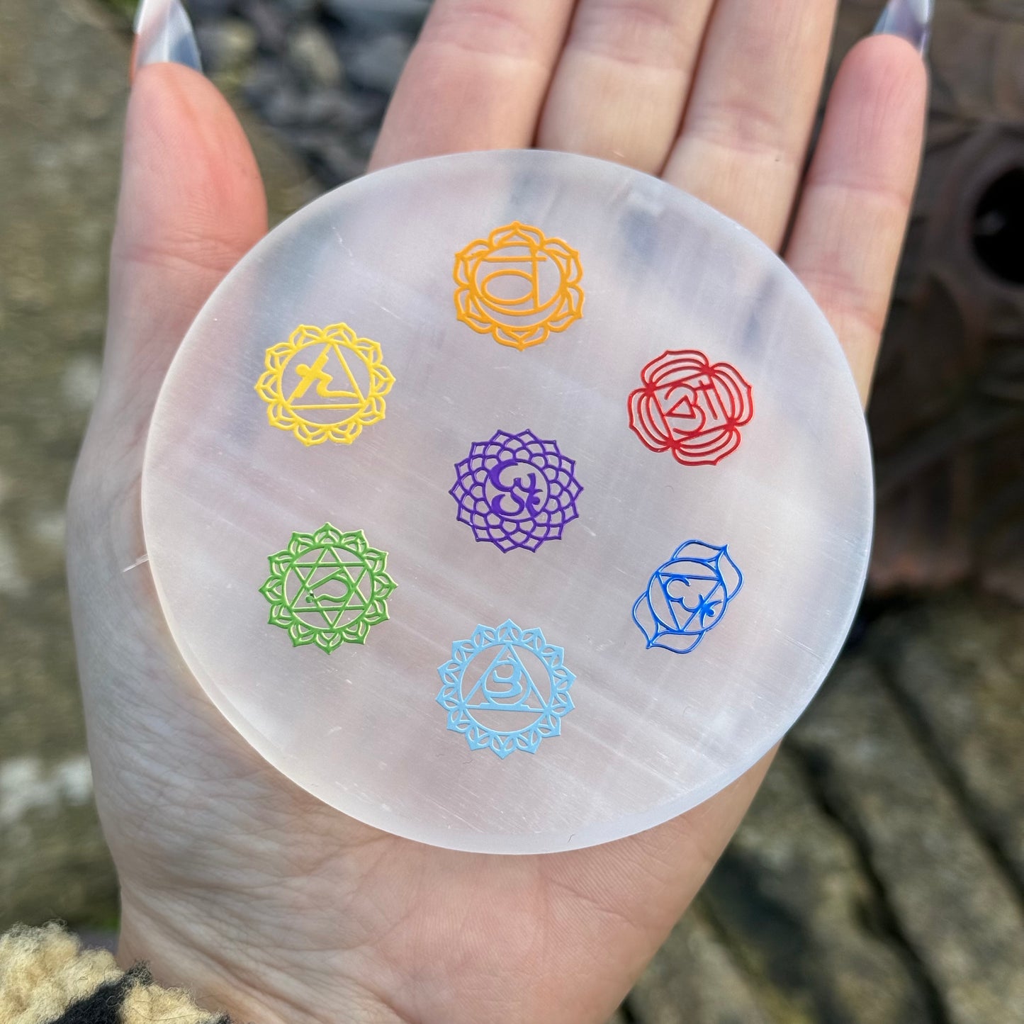 Selenite Round Chakra Charging Plates