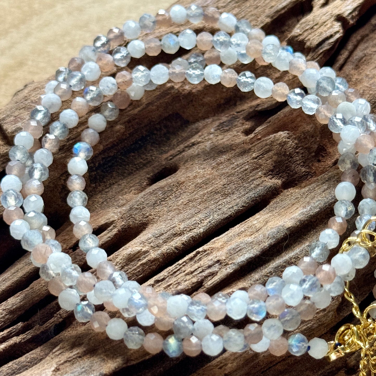 Labradorite, Moonstone & Sunstone Choker Necklace