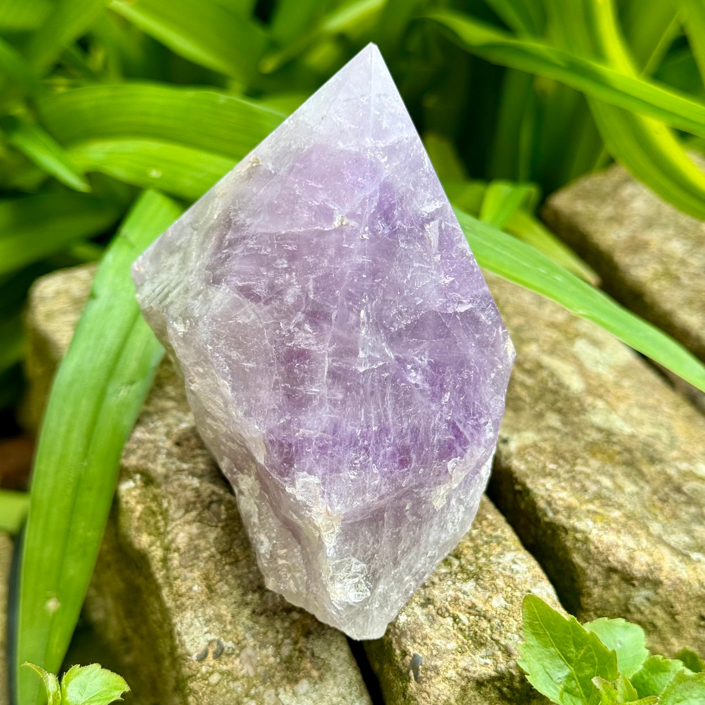 Lavender Amethyst Half Polished Point 308g