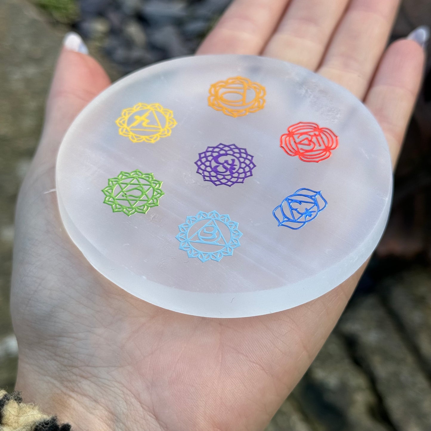 Selenite Round Chakra Charging Plates