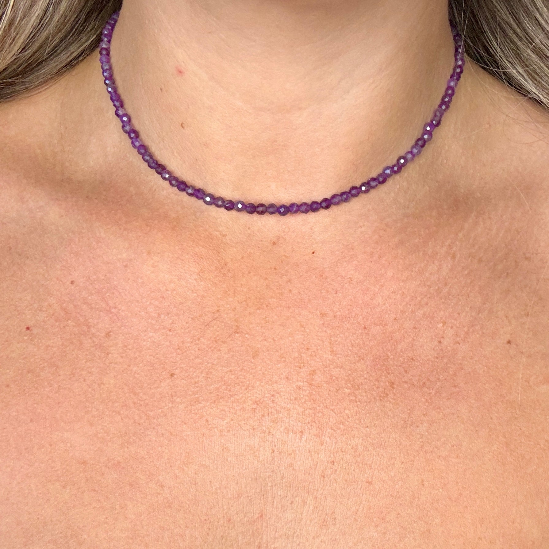 Amethyst popular and glass choker necklace