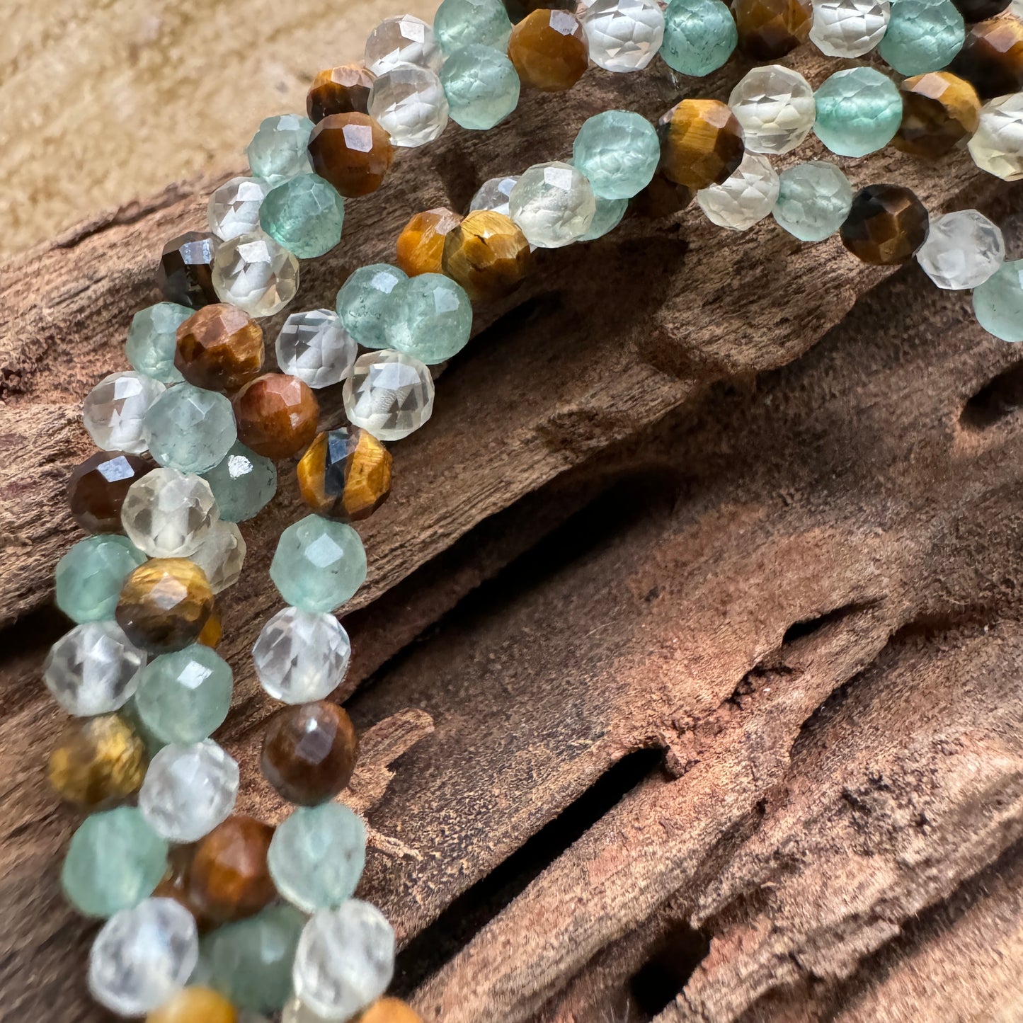 Good Luck & Abundance Choker Necklace - Citrine, Tigers Eye & Green Aventurine