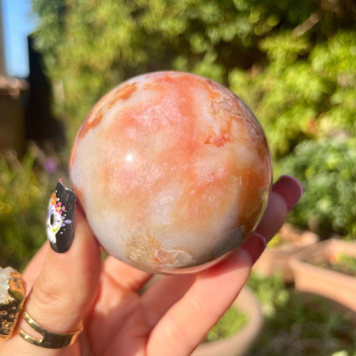 Carnelian Flower Agate Sphere 60mm