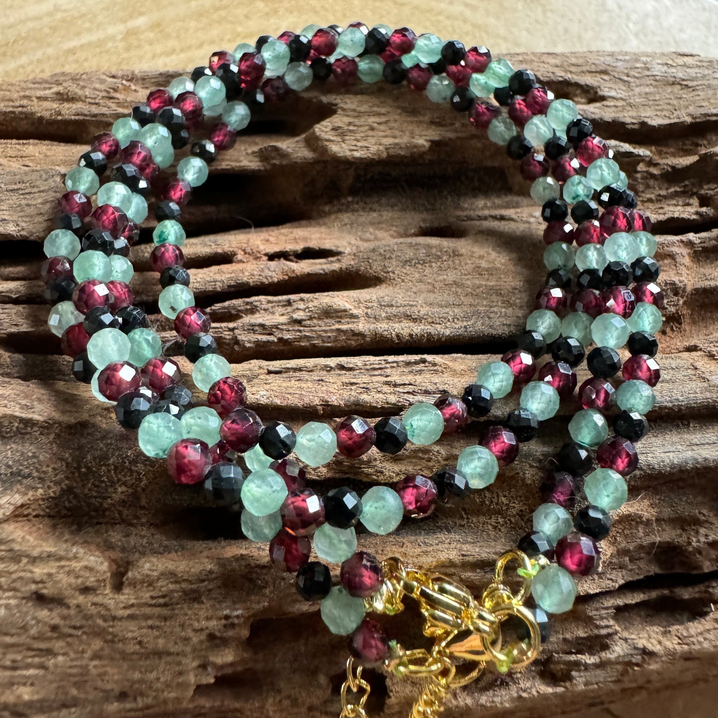 Energy Vampire Protection Choker - Red Garnet, Green Aventurine & Black Tourmaline