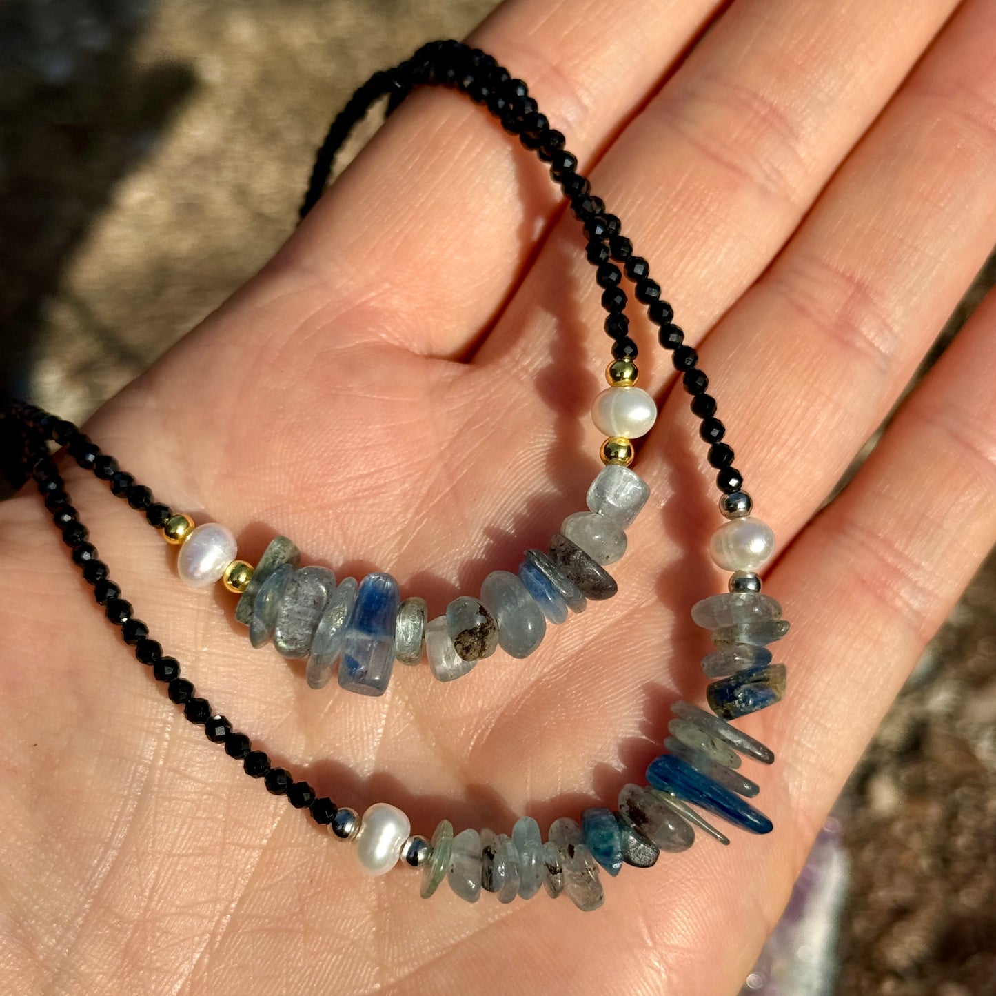 Black Tourmaline and Kyanite Choker Necklace