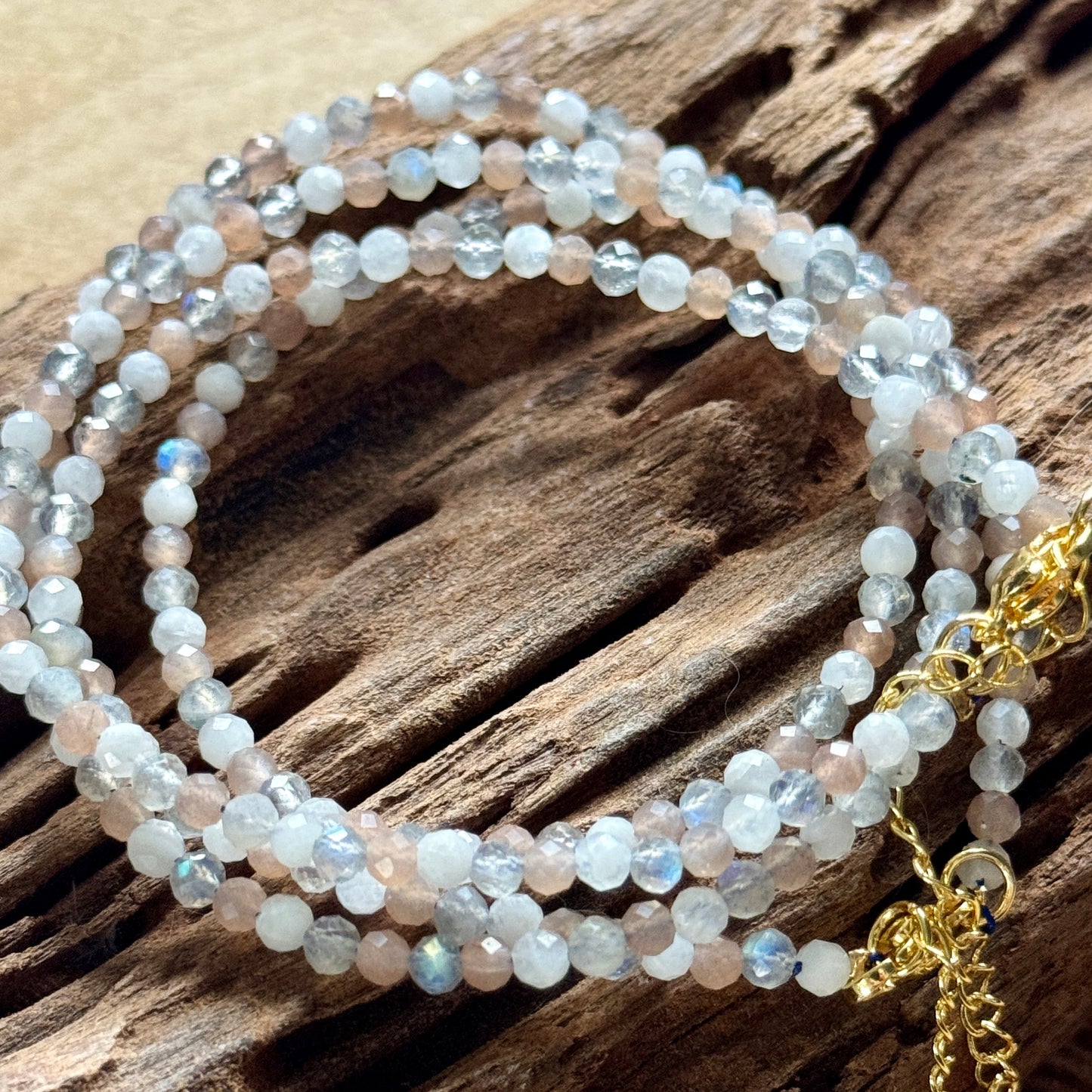 Labradorite, Moonstone & Sunstone Choker Necklace