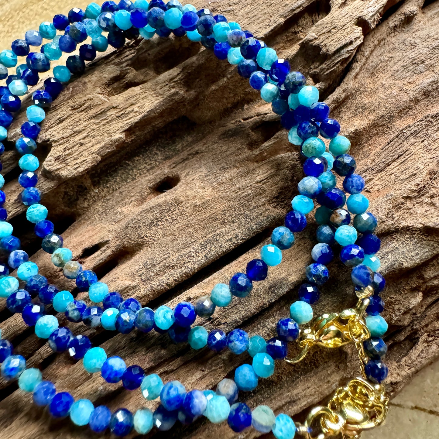 Throat Chakra Choker Necklace - Apatite, Lapis Lazuli & Sodalite