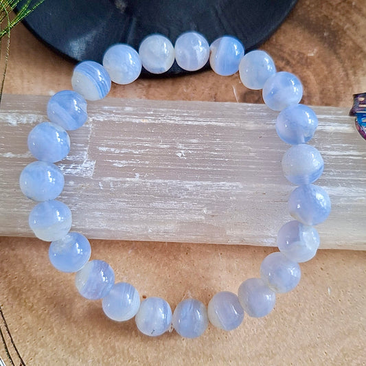 Blue Lace Agate Beaded Bracelet