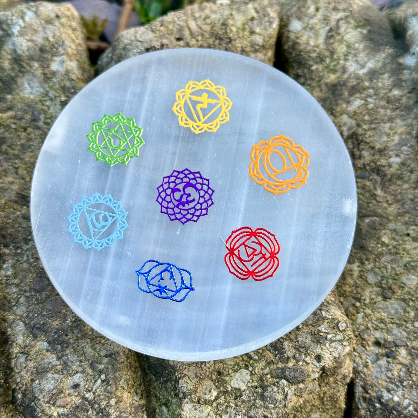 Selenite Round Chakra Charging Plates