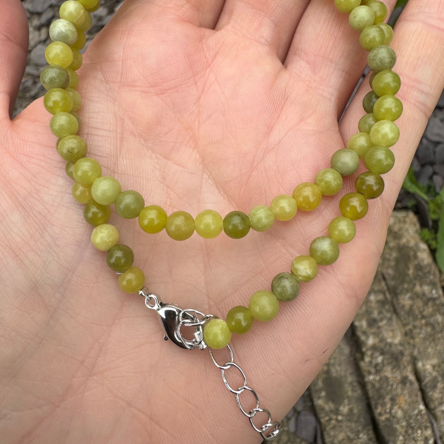 New Jade (Serpentine) Beaded Choker Necklace