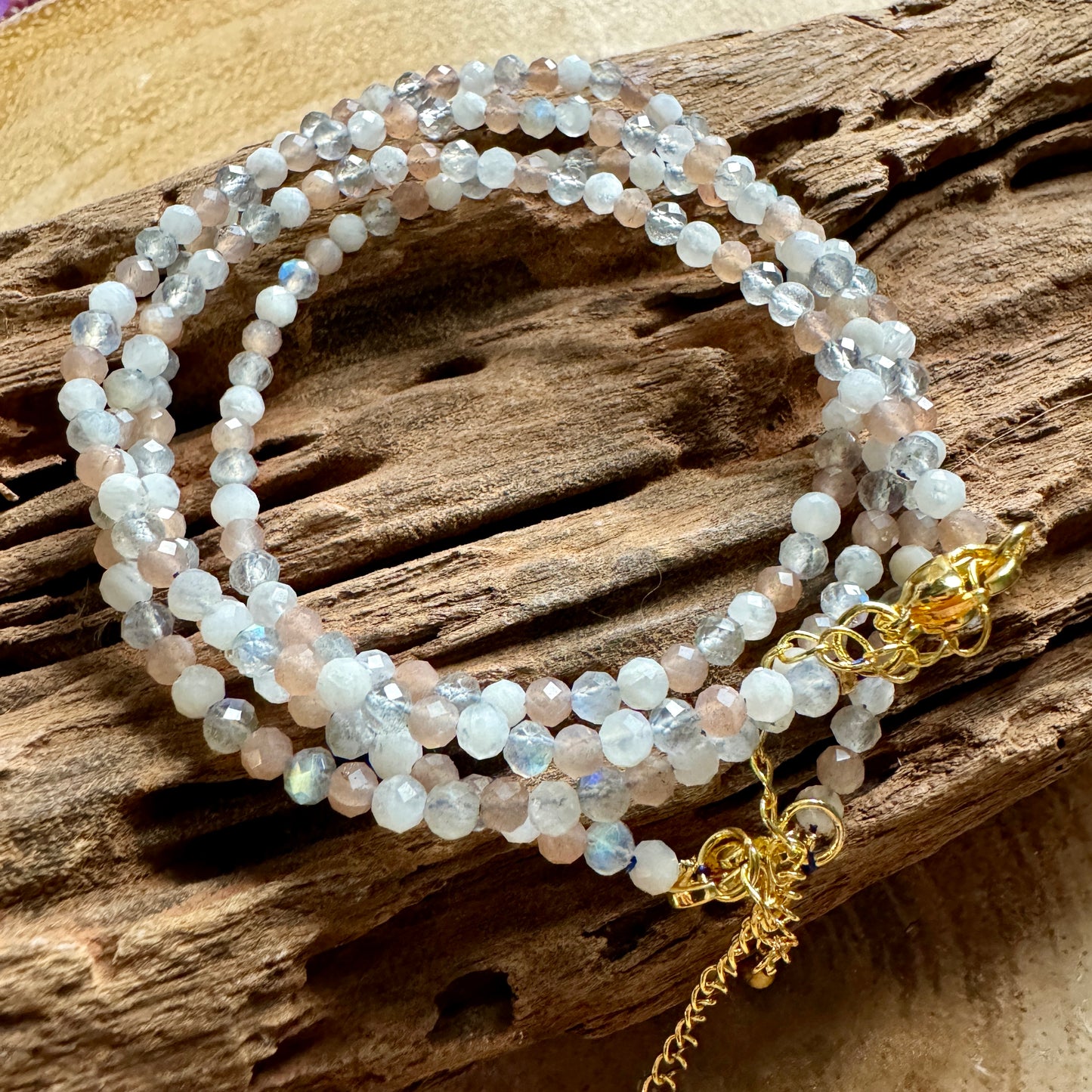 Labradorite, Moonstone & Sunstone Choker Necklace