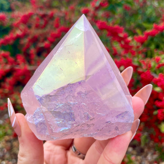 Rose Aura Quartz Half Polished Points 300-350g