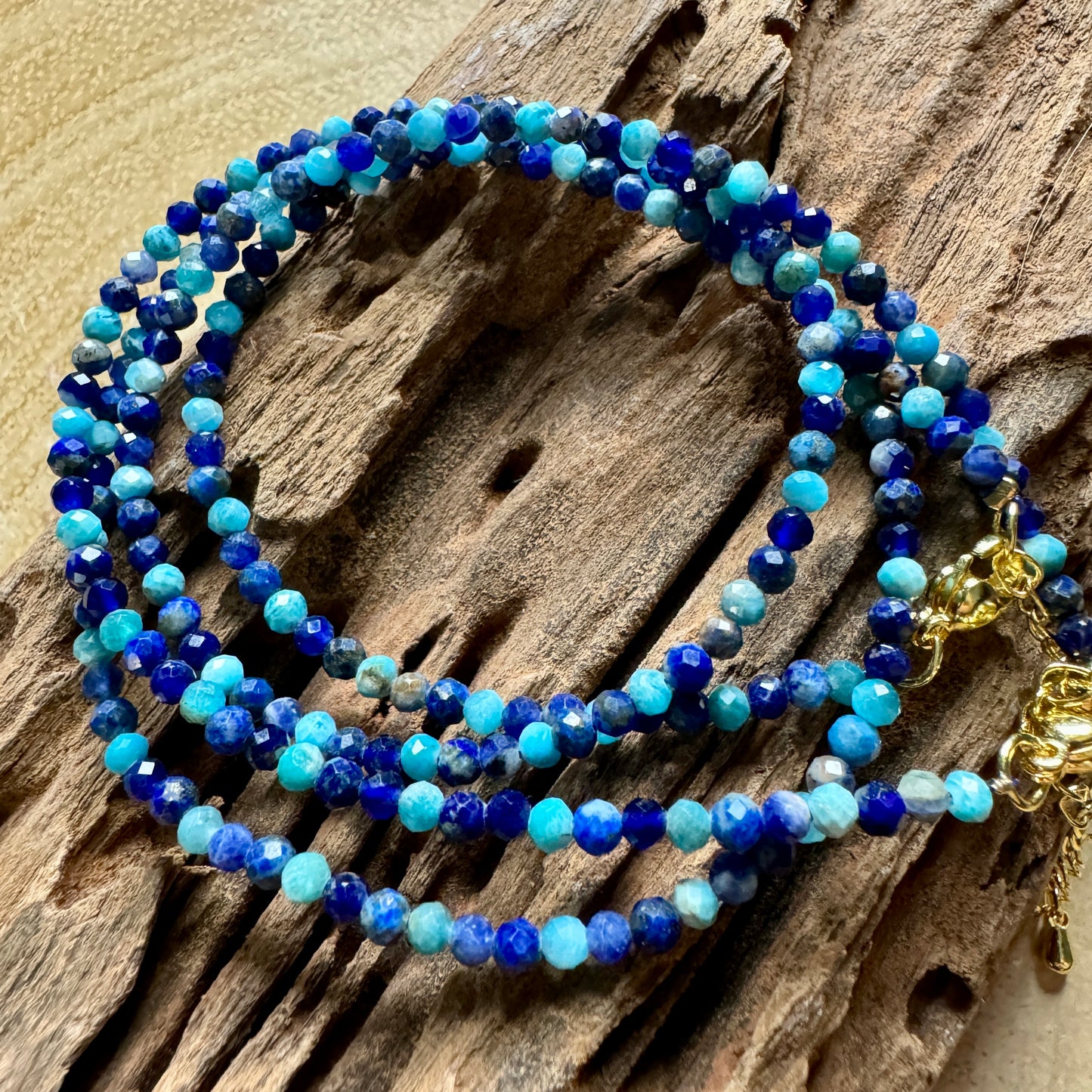 Throat Chakra Choker Necklace - Apatite, Lapis Lazuli & Sodalite