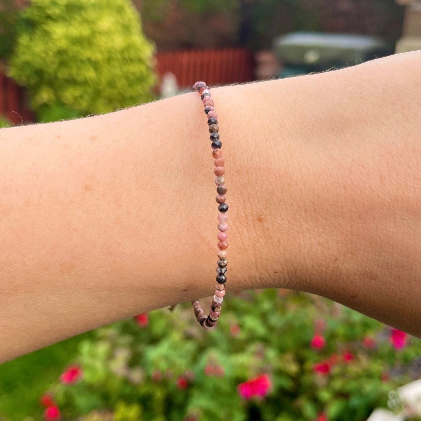 Rhodonite Minimalist Bracelet 🩷🖤