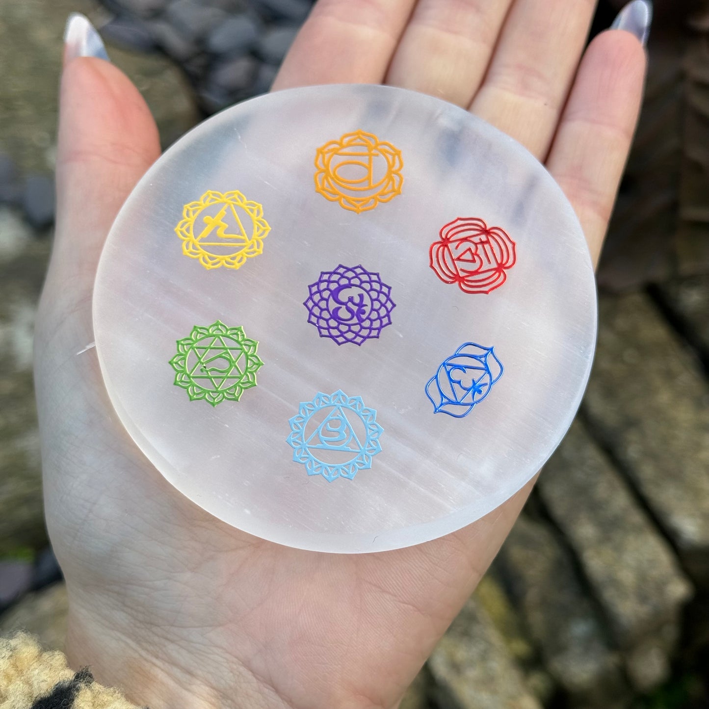 Selenite Round Chakra Charging Plates