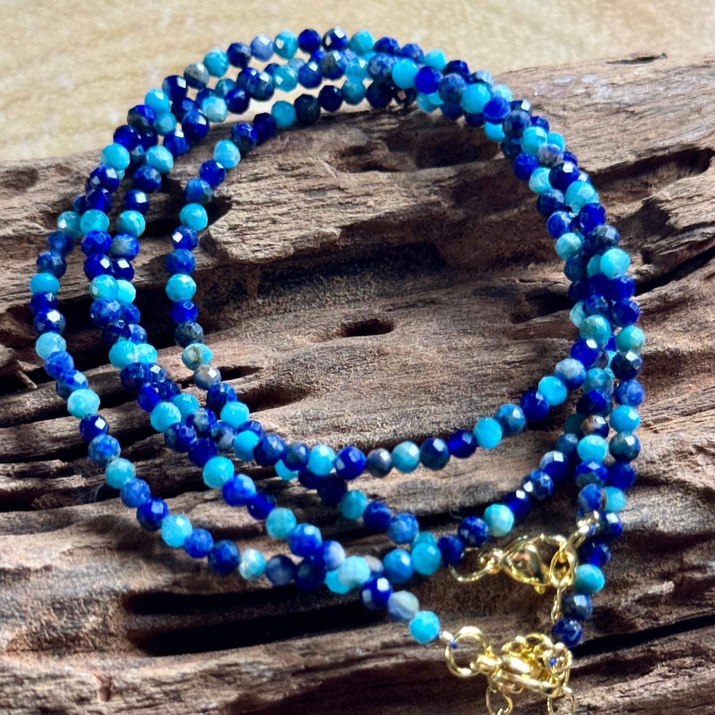 Throat Chakra Choker Necklace - Apatite, Lapis Lazuli & Sodalite