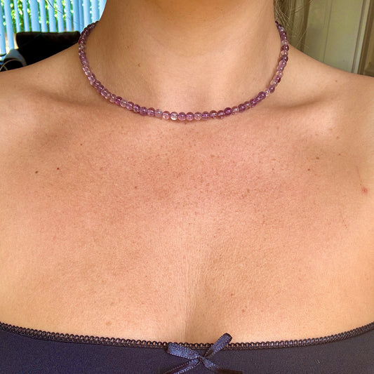 Purple Phantom Ghost Quartz Choker Necklace