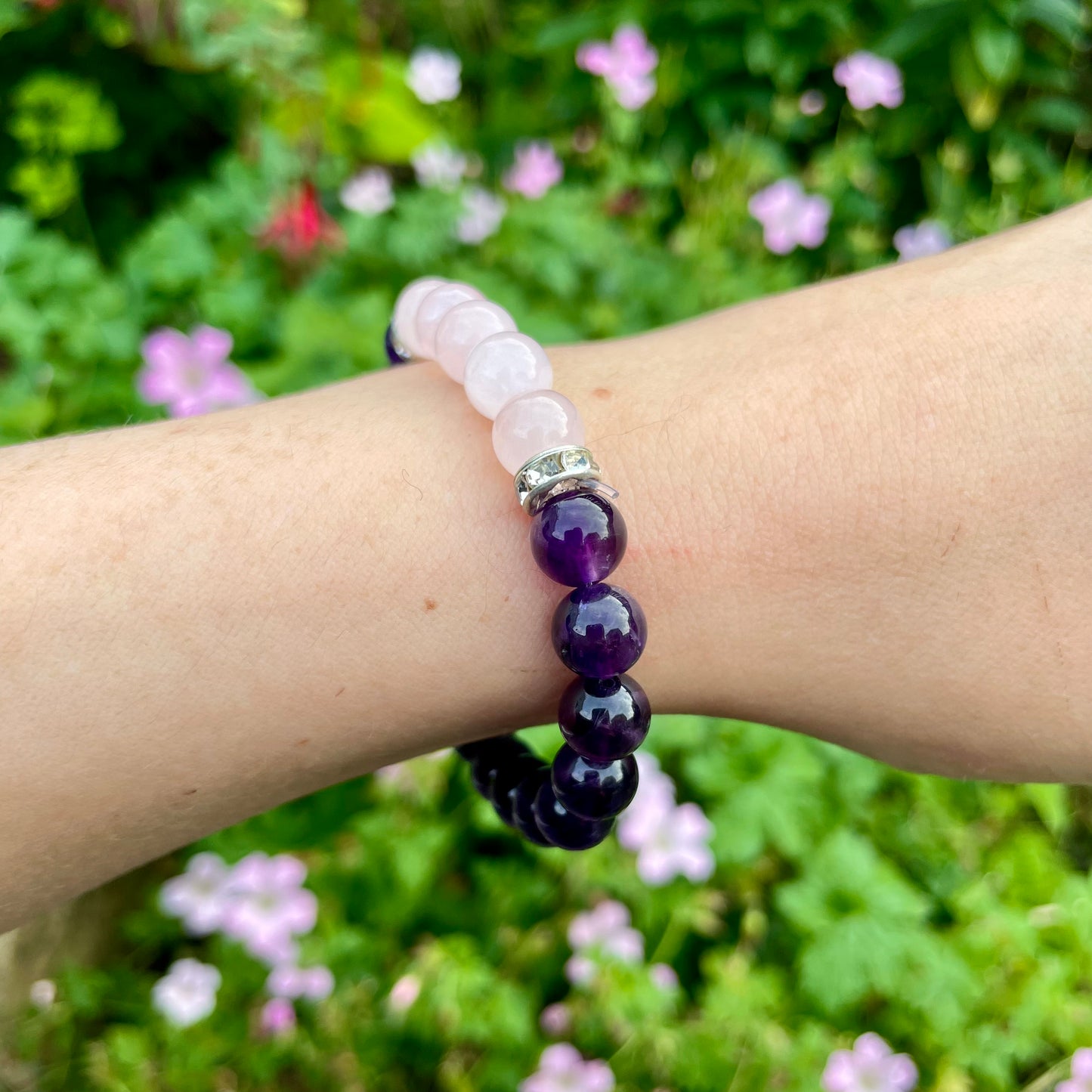 Love & Intuition Amethyst and Rose Quartz Beaded Bracelet