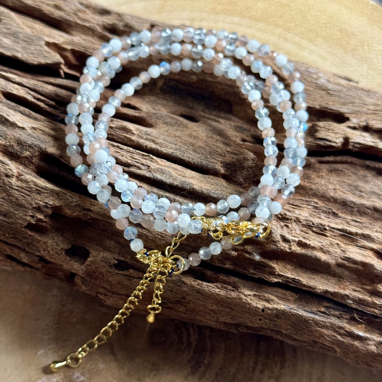 Labradorite, Moonstone & Sunstone Choker Necklace