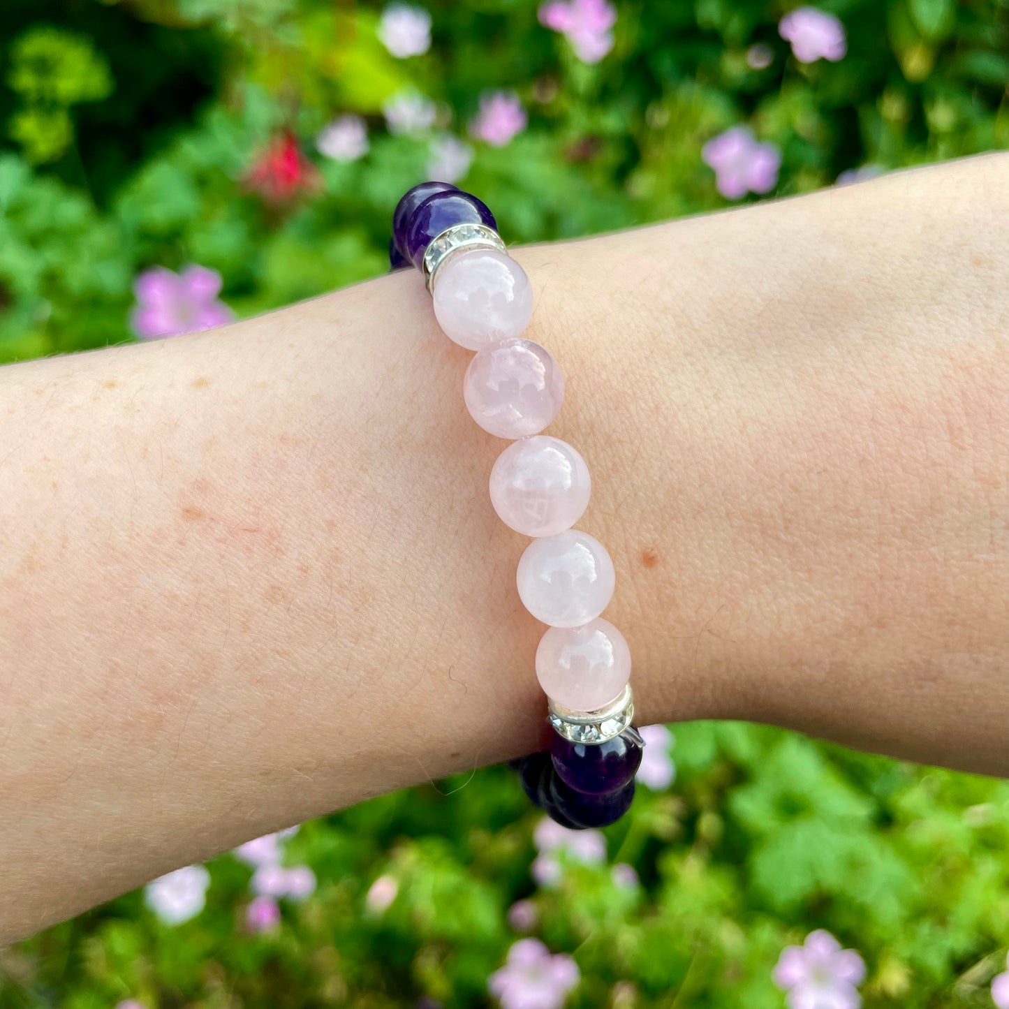 Love & Intuition Amethyst and Rose Quartz Beaded Bracelet