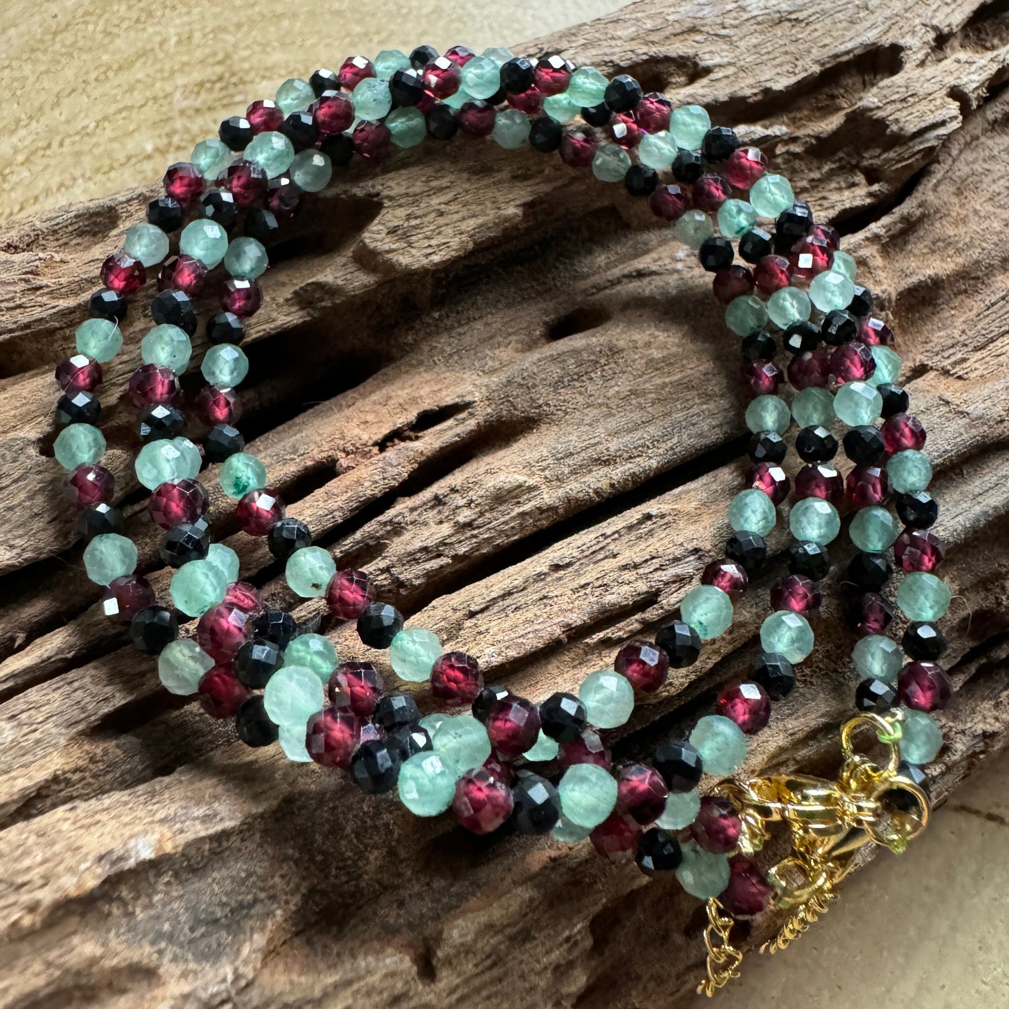 Energy Vampire Protection Choker - Red Garnet, Green Aventurine & Black Tourmaline