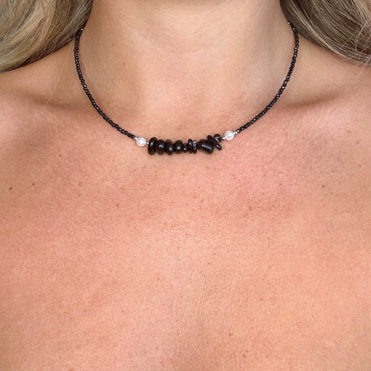 Black Tourmaline and Black Onyx Choker Necklace