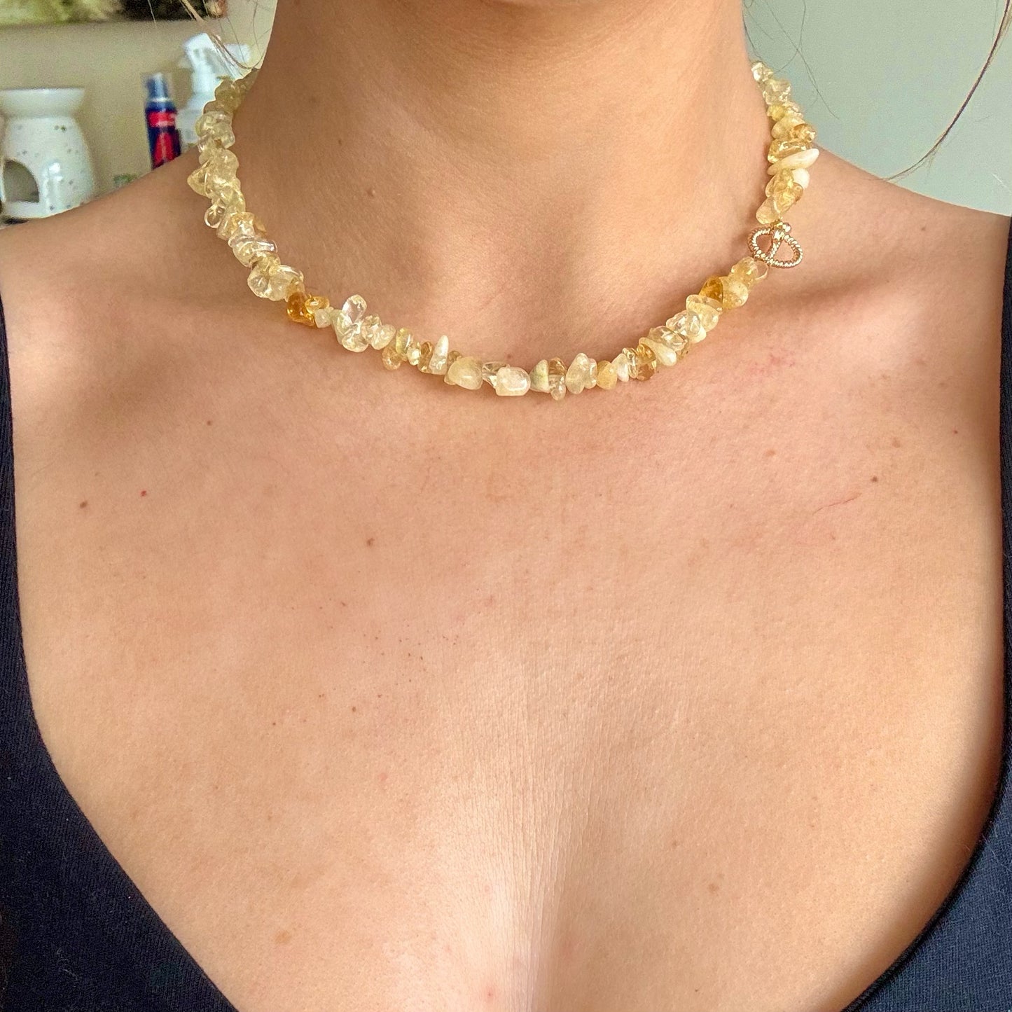 Citrine Chip Choker Necklace