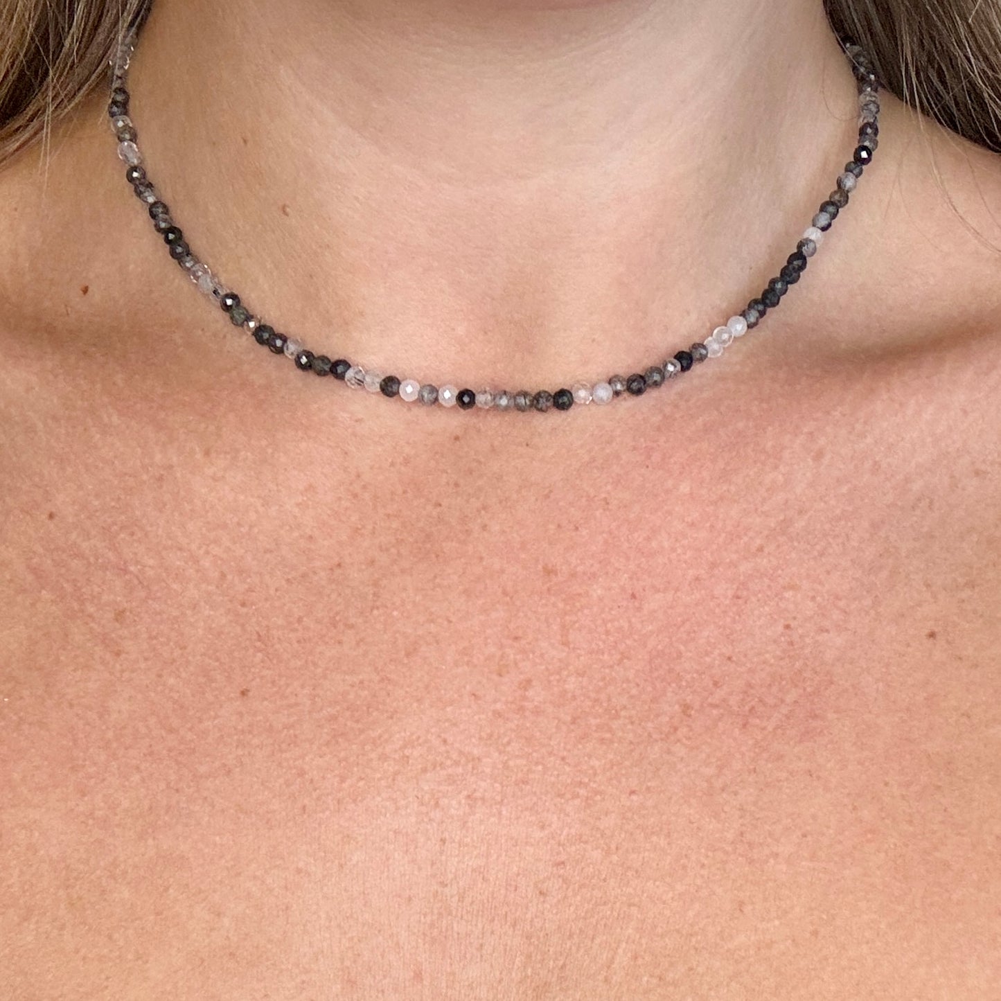 Black Tourmaline in Quartz Choker Necklace