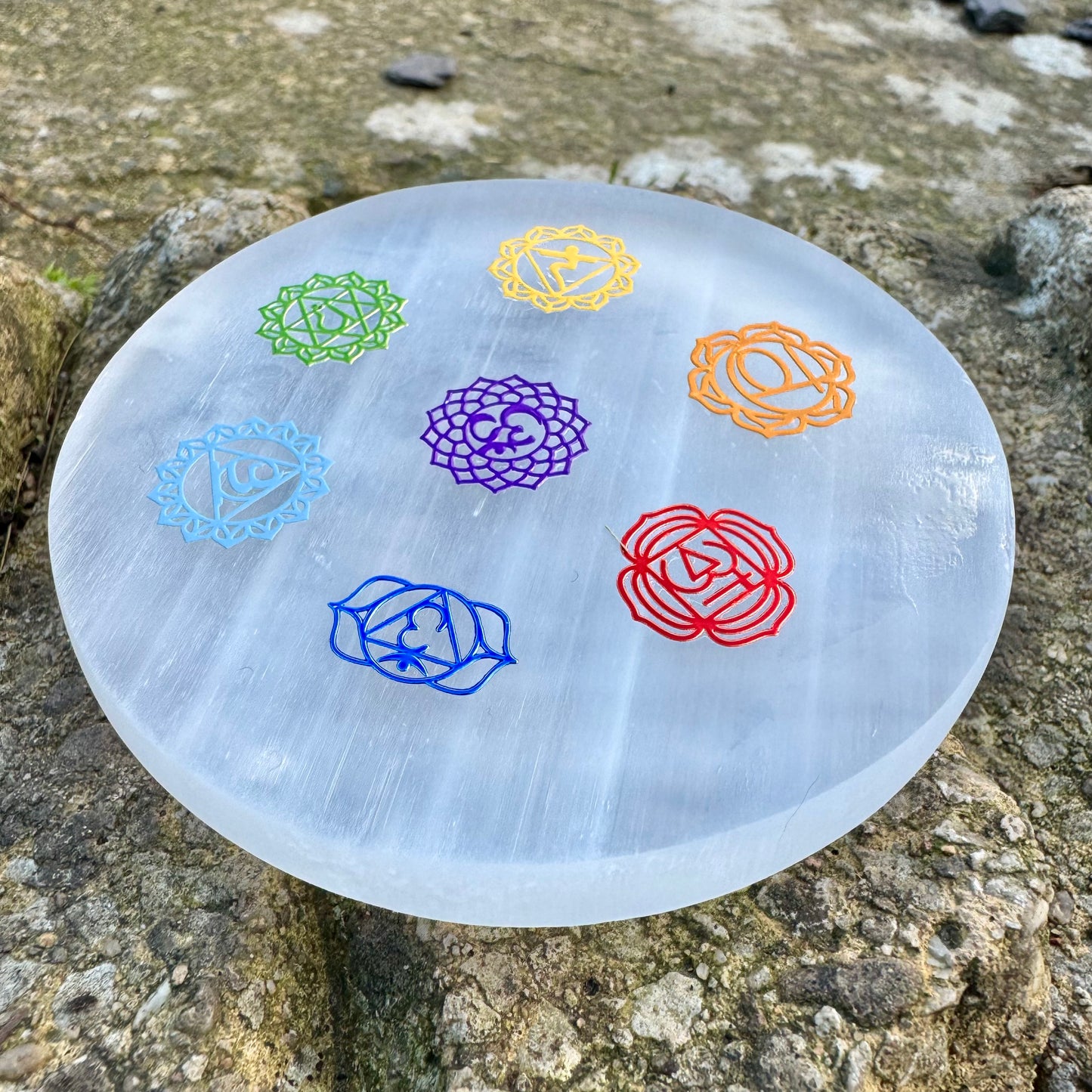 Selenite Round Chakra Charging Plates