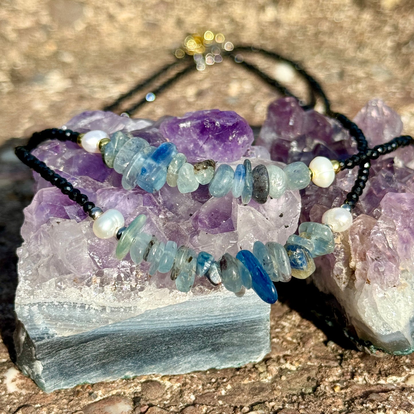 Black Tourmaline and Kyanite Choker Necklace