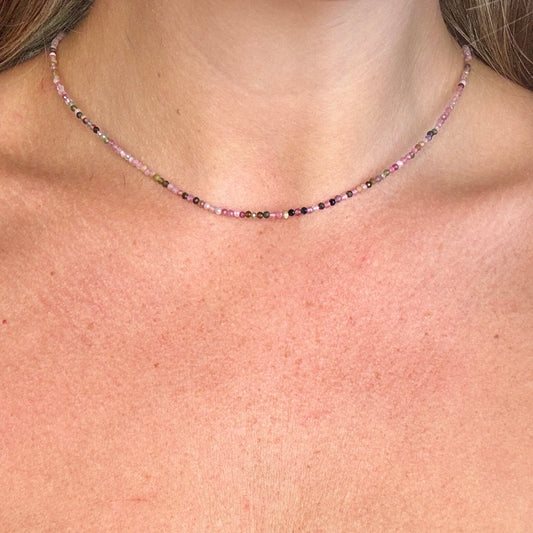 Mixed Tourmaline Beaded Choker Necklace