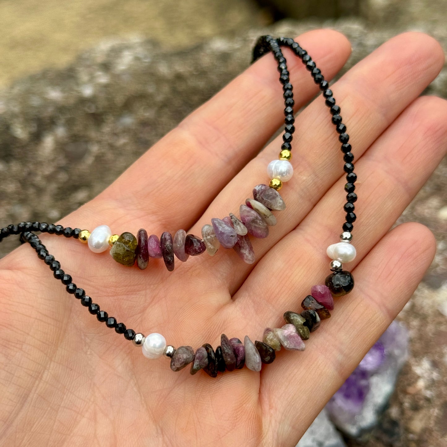 Mixed Tourmaline Choker Necklace