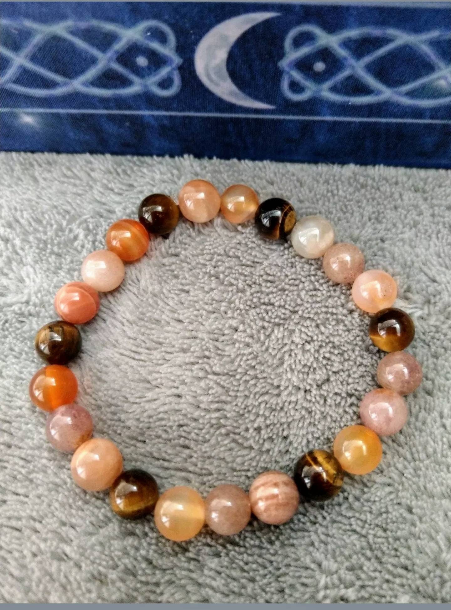 sacral chakra bracelet gemstone crystal healing natural stone carnelian sunstone tigers eye moonstone witchy jewellery