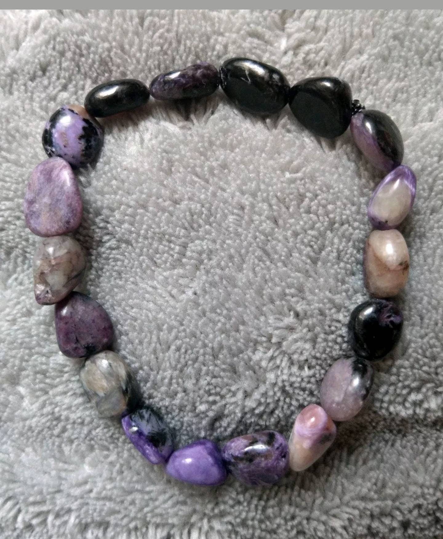 charoite and tinaksite bracelet crystal healing gift for him or her jewellery for men or women