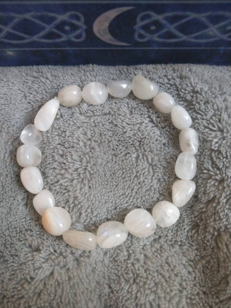 White moonstone bracelet crystal healing gift for her witchy jewellery for women