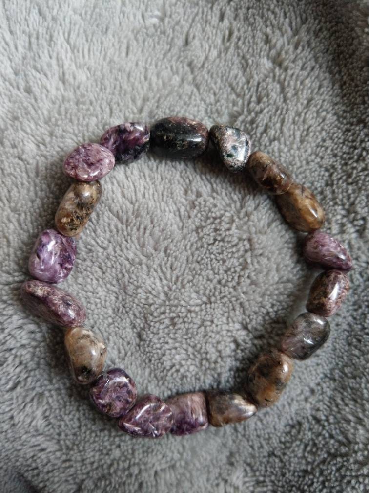 charoite and tinaksite bracelet crystal healing gift for him or her jewellery for men or women