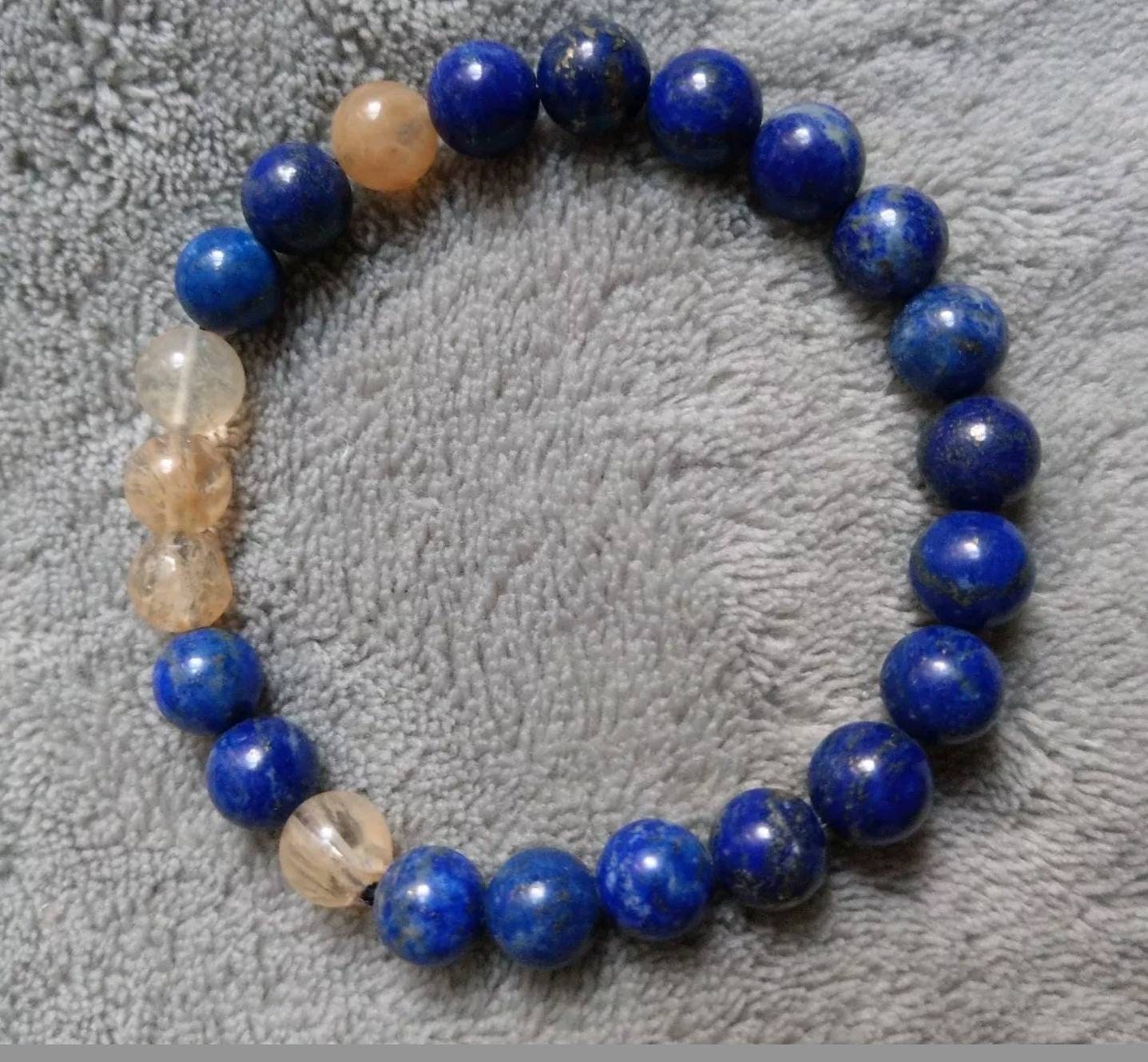 lapis lazuli and citrine bracelet crystal healing gemstone jewellery abundance gift for him or her witchy jewelry for men or women