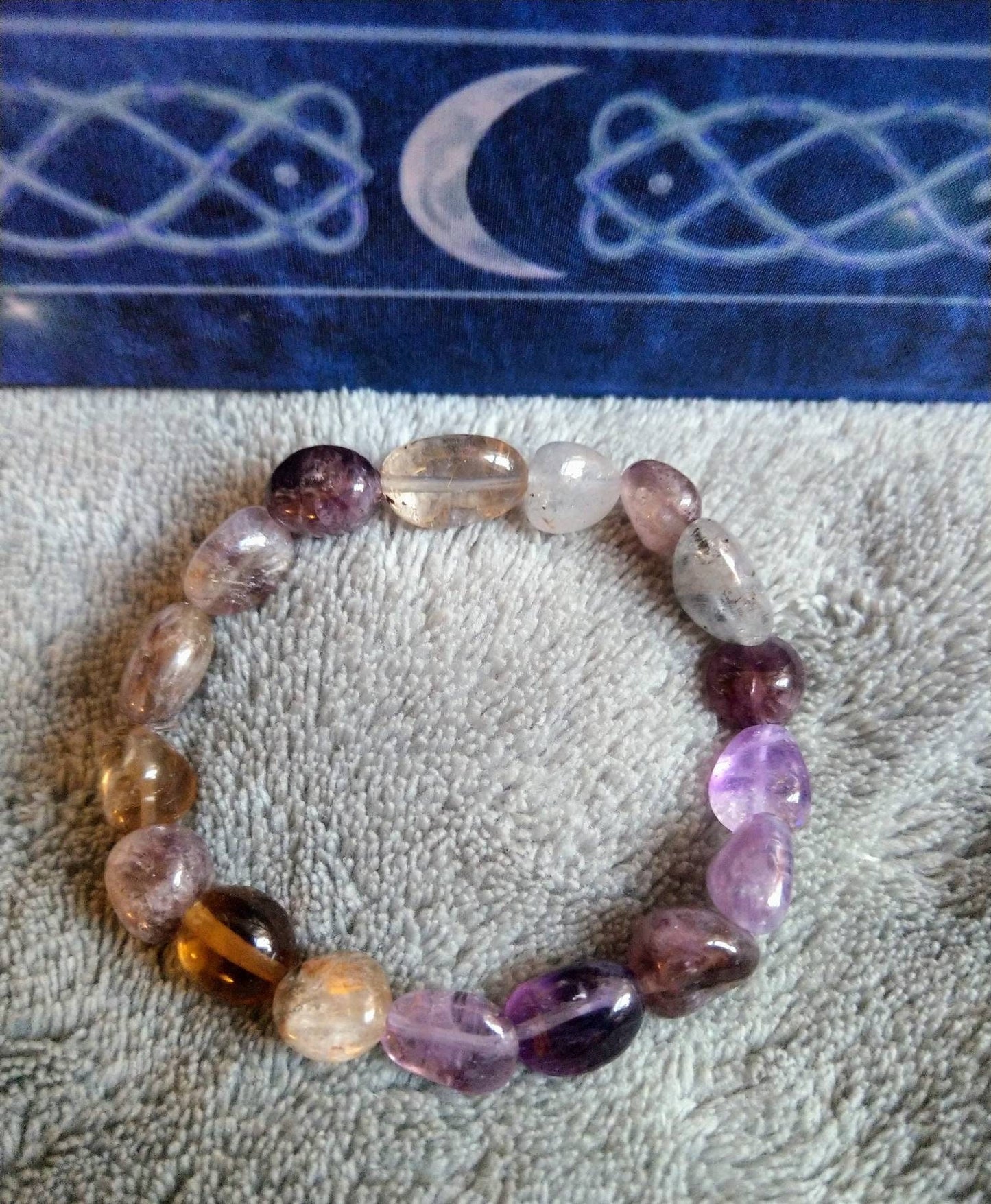 Amethyst Phantom Quartz nugget bracelet Crystal healing jewelry- Inner Growth, Aura Cleansing, Concentration, Spiritual Evolution