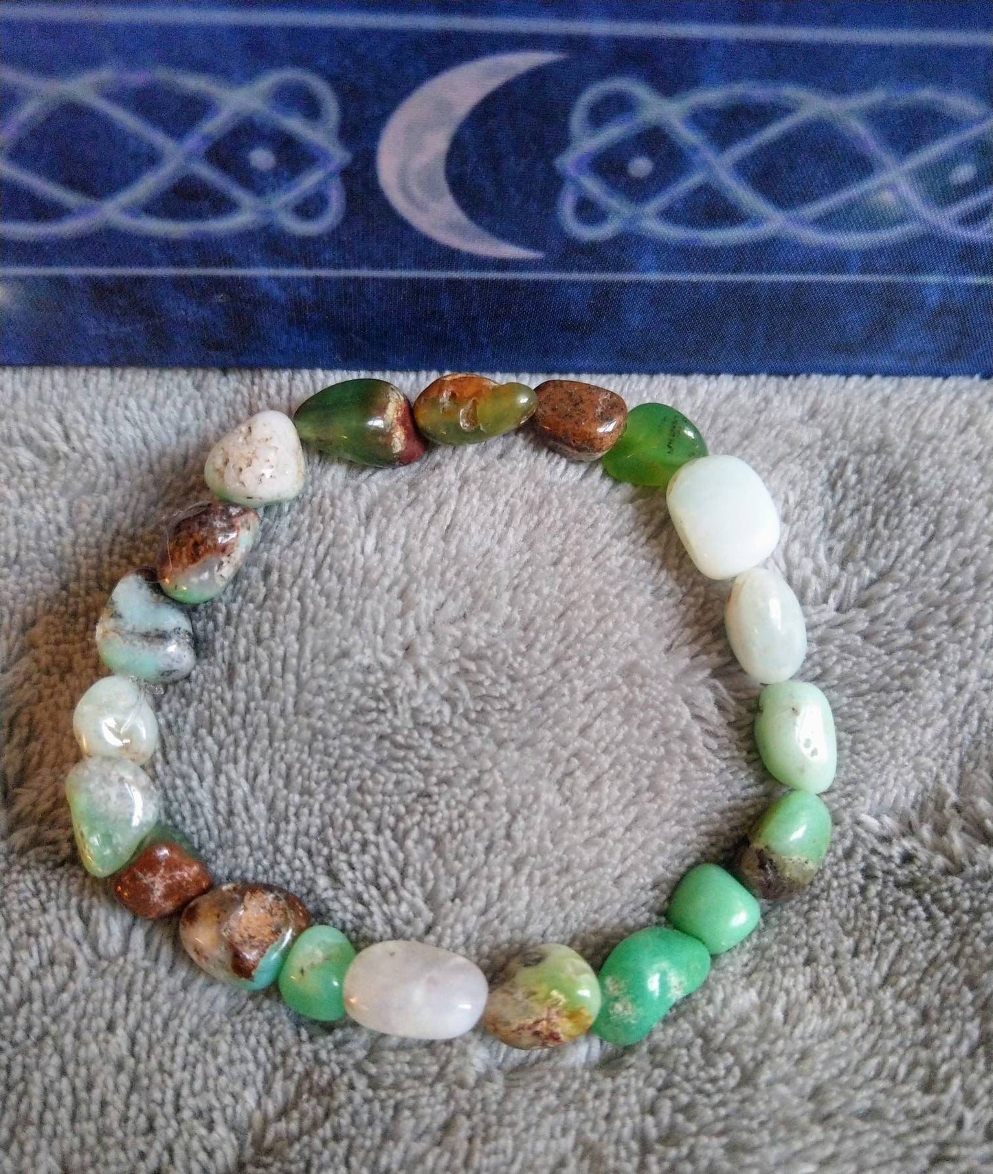 Chrysoprase bracelet nugget Stone Crystal  healing natural stone stretch stacking bracelet