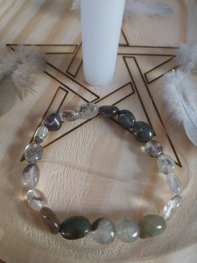 Phantom Quartz Bracelet natural stone Crystal healing nuggets gemstone jewelry