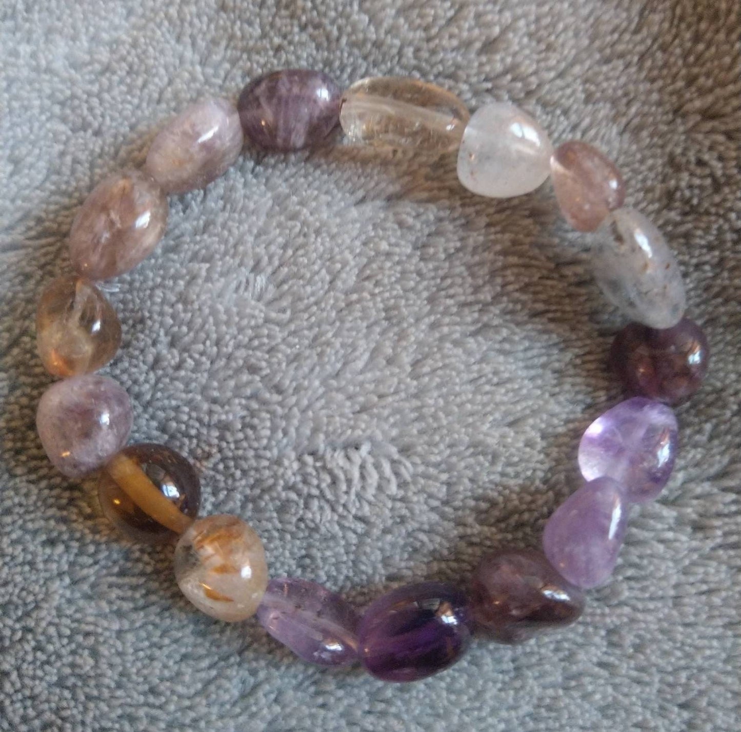 Amethyst Phantom Quartz nugget bracelet Crystal healing jewelry- Inner Growth, Aura Cleansing, Concentration, Spiritual Evolution