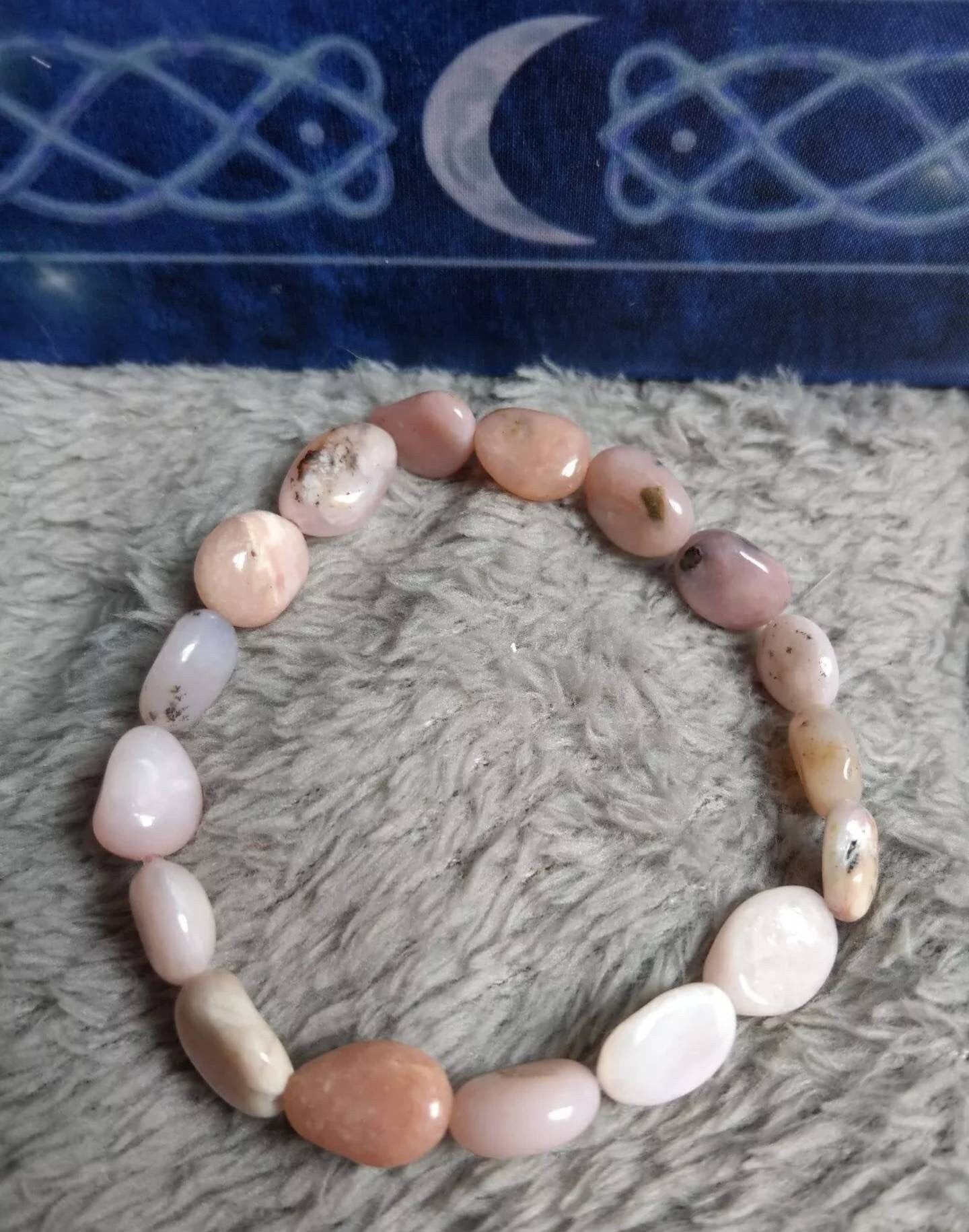 pink opal bracelet crystal healing natural stone heart chakra gemstone jewellery