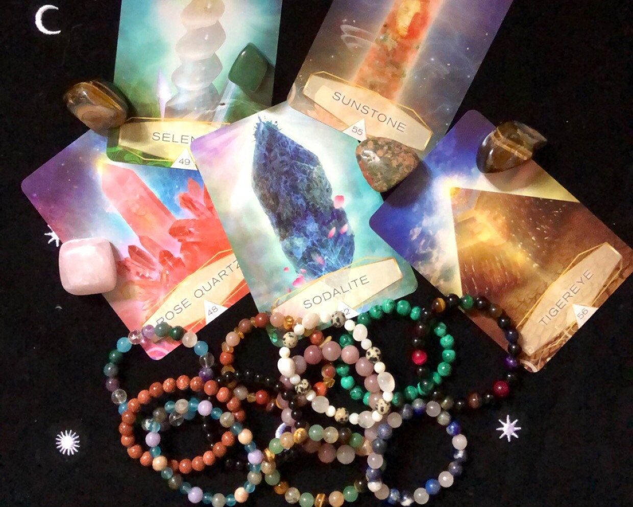 Let The Cards Choose Your Crystal Bracelet! Natural stone crystal healing jewellery guidance spiritual gift witchy