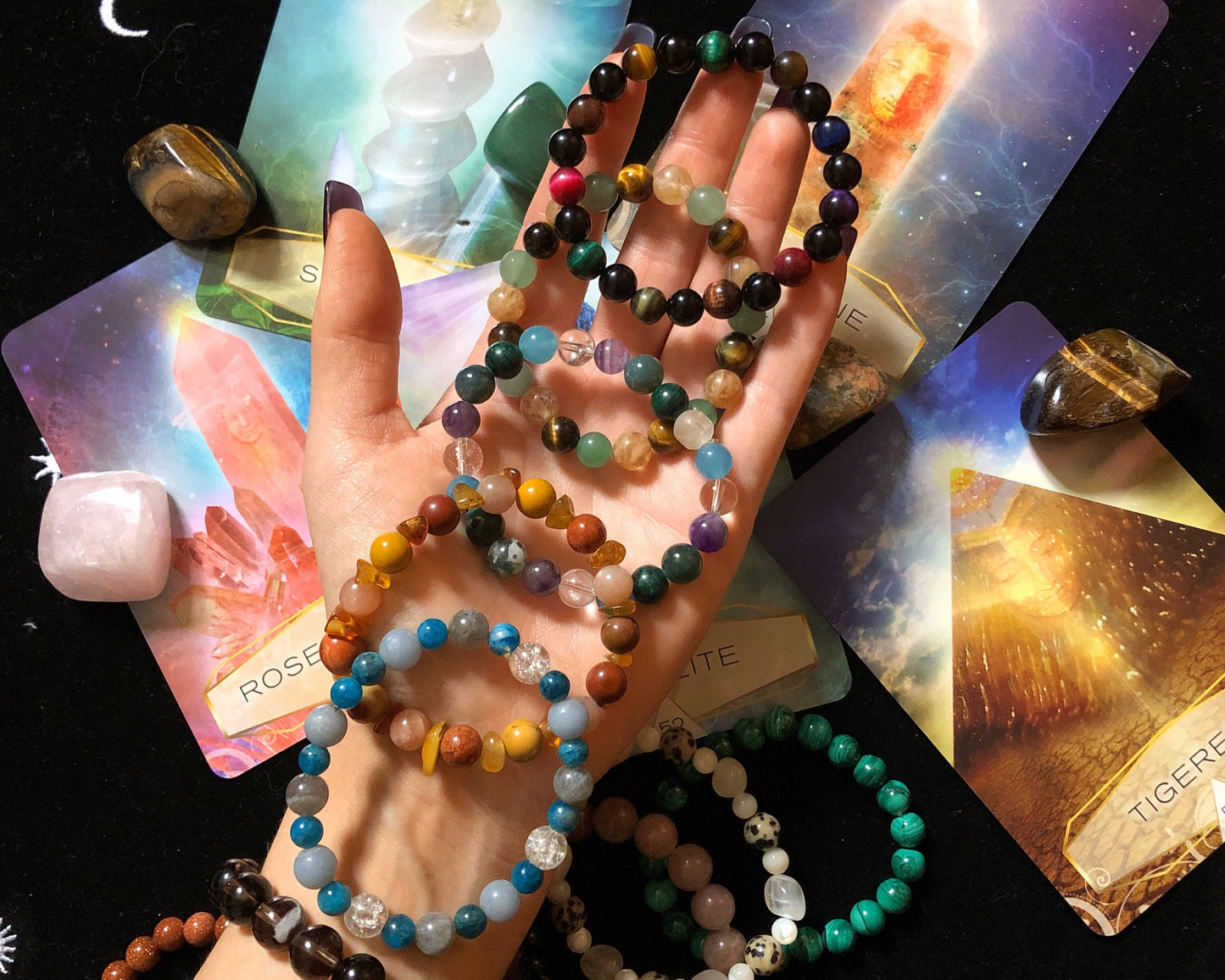 Let The Cards Choose Your Crystal Bracelet! Natural stone crystal healing jewellery guidance spiritual gift witchy