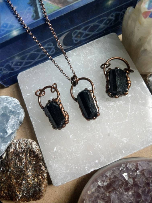 Black Tourmaline pendant necklace raw stone antique style natural stone crystal jewelry Protection, Grounding, Stability, Psychic Attack