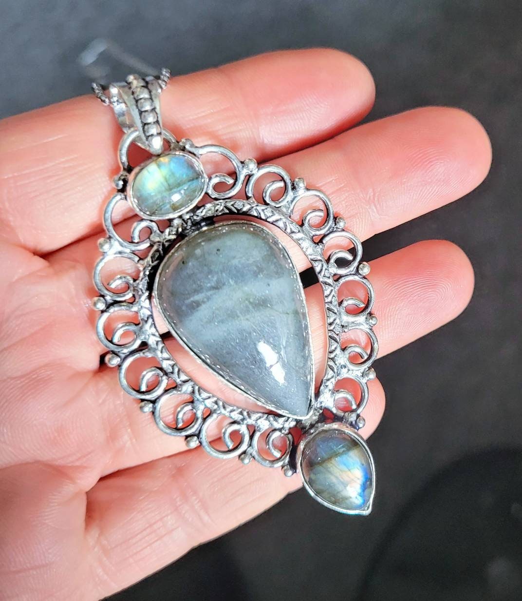 labradorite necklace in 925 silver pendant crystal jewelry natural stone witchy jewellery