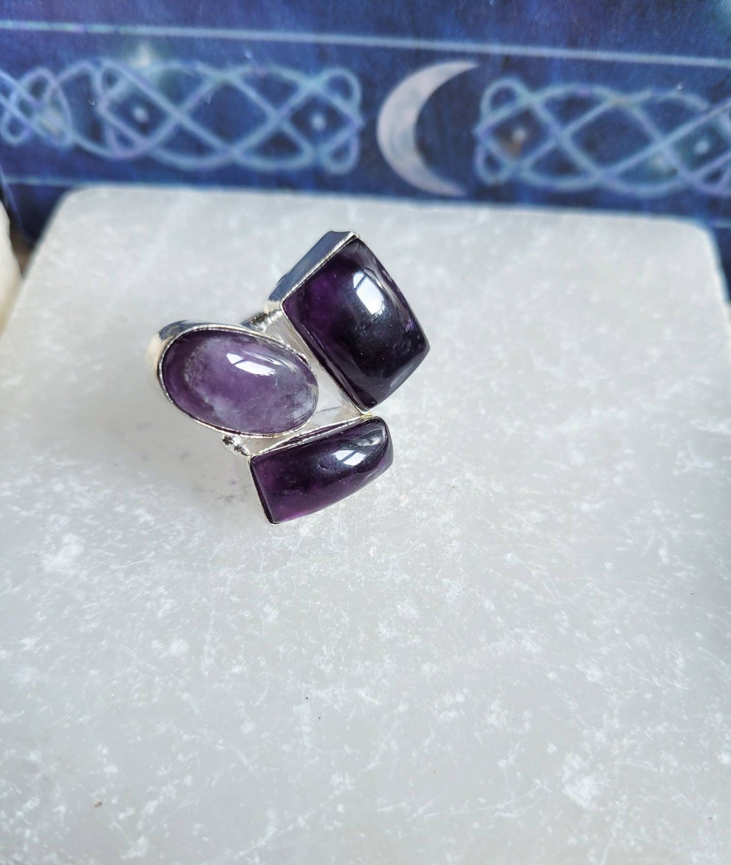 Amethyst ring in 925 silver crystal jewelry natural stone size 7.5/0.5